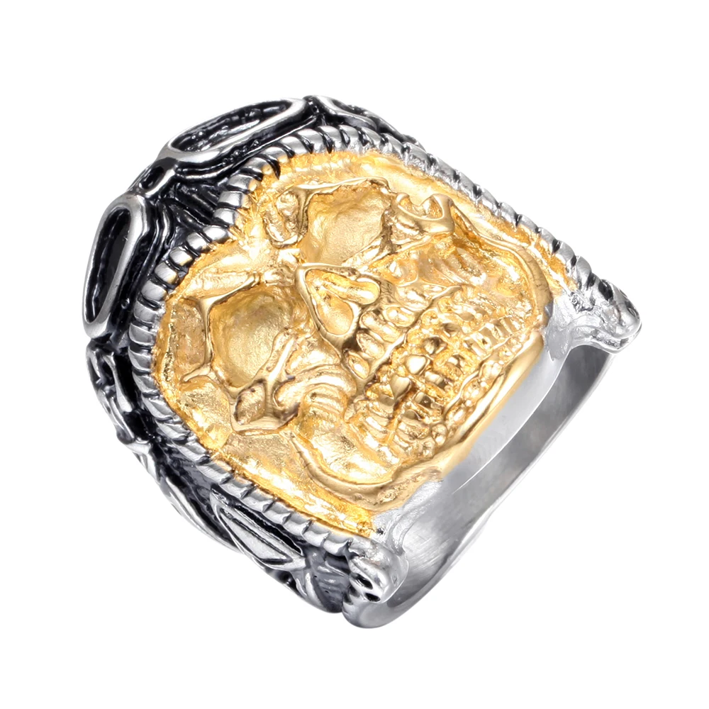 Mens Vintage Biker Ring Stainless Steel Swim Glasses Fashion Skull Ring