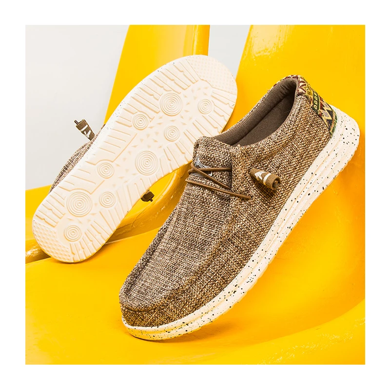 Оптовая продажа, парусиновая обувь, OEM дизайн, удобные дышащие холщовые лоферы на плоской подошве