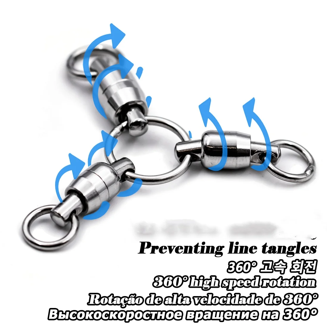 High strength stainless steel 3 way fishing swivel ball bearing swivel Saltwater Tackle Accessories Trolling Line Lure Connector