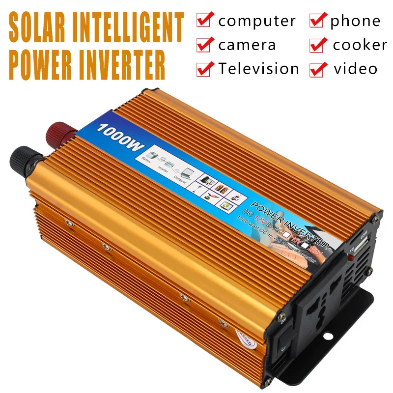 Factory directly sell golden shell color power inverter DcTo Ac 1000W inverter for home office use
