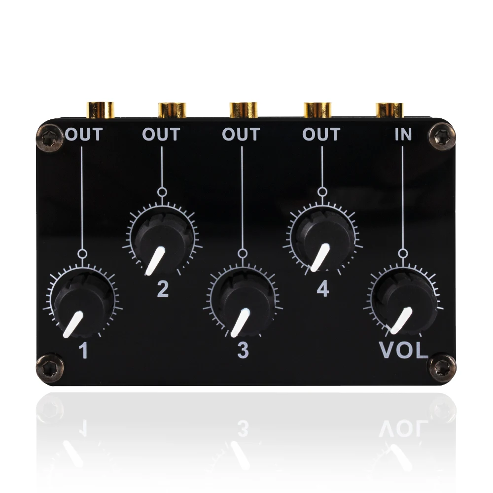 Mini 4 Channel Mixer Stereo Line Mixer for Live Studio Recording Portable Passive Analog Audio Sound Mixing Console audio mixer