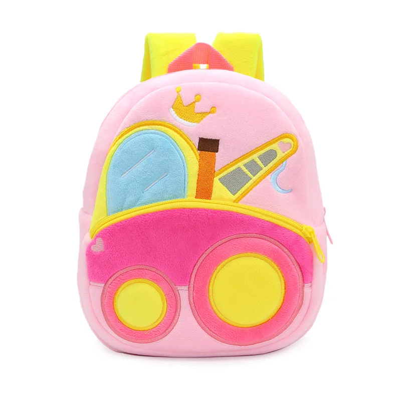 cheap price free simple children cartoon custom plush backpack kids wholesale 3D cars kids school bags