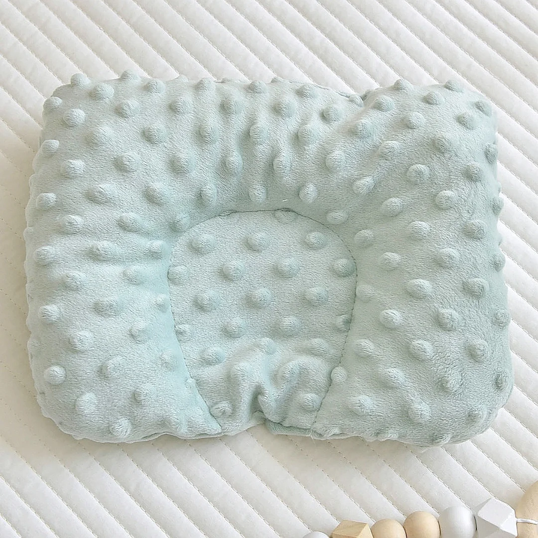 Baby Pillow for Sleeping Soothing Raised Dots Velvet Fabric Solid Color-G Soft Flat Thin Toddler Pillow