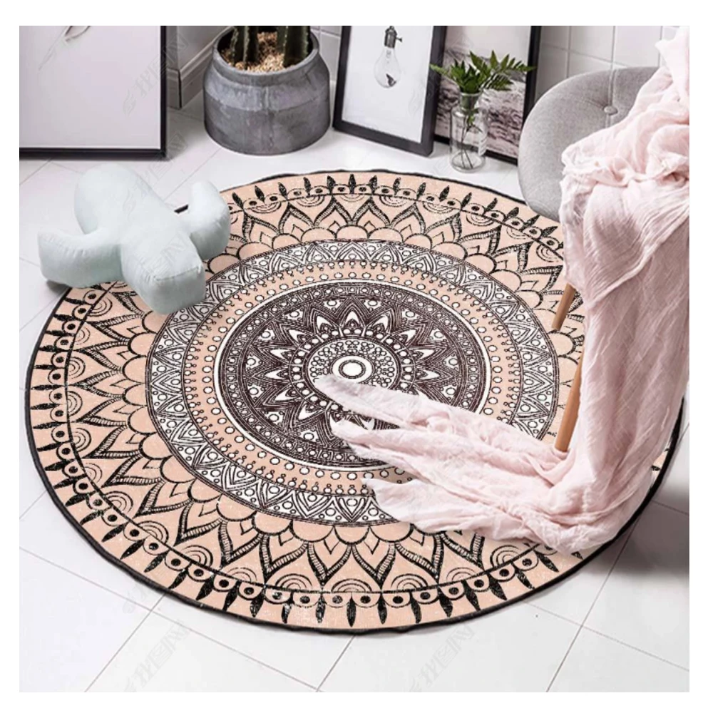 Cheap price classic round Crystal Velvet floor mat  3d Carpets And Rugs carpet turkey designs