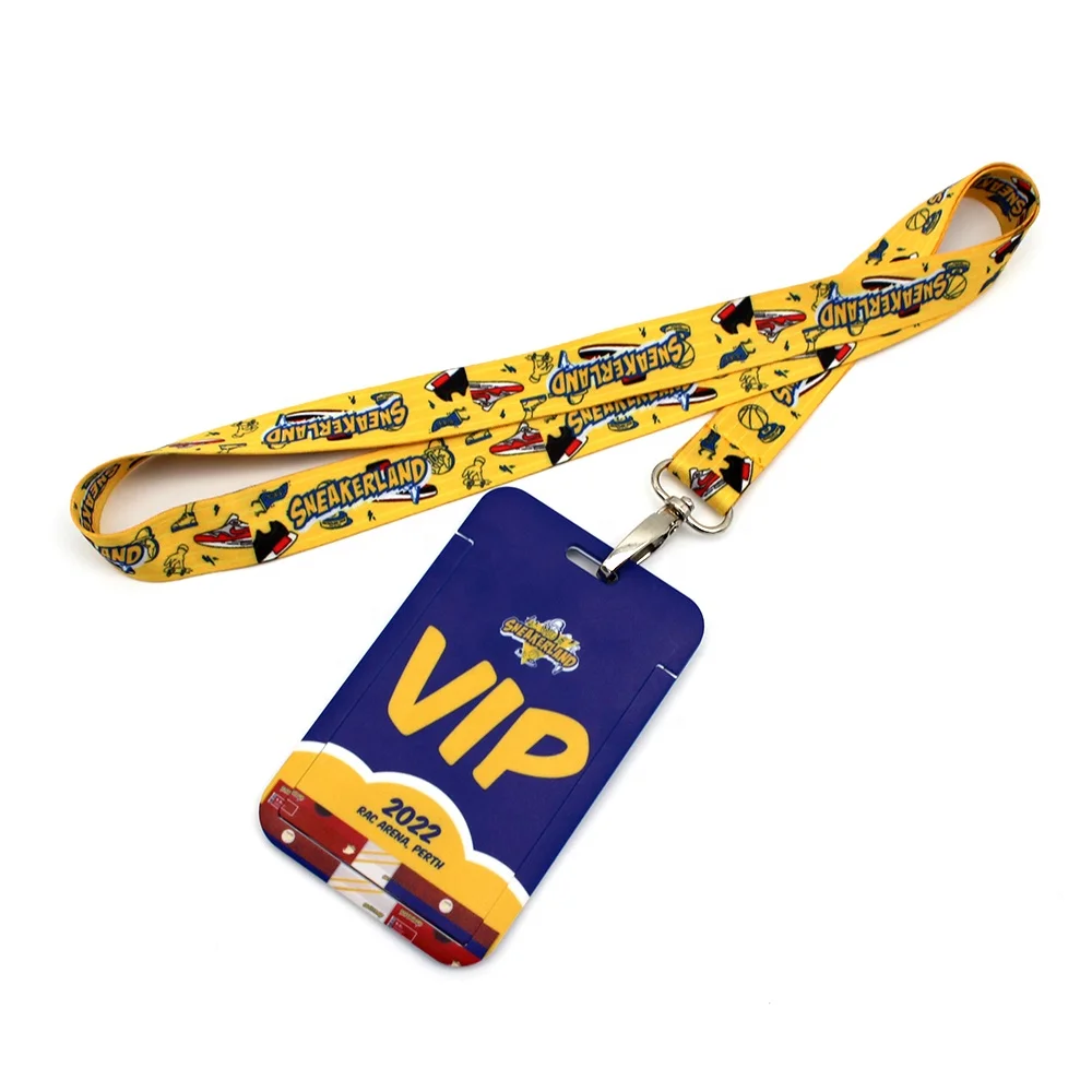 Wholesale Cartoon card sleeve protector Custom Fashionable personality Name Id Card Badge Holder with Ribbon Lanyard