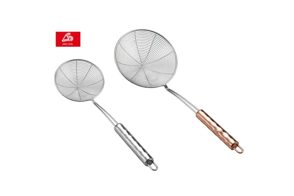 
Stainless steel wire mesh skimmer with wooden handle 