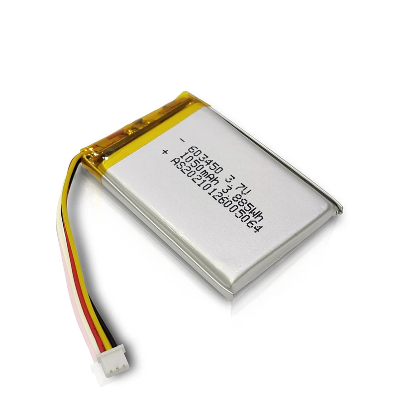 UL1642/iec62133/KC approval 3.7v 603450 lipo lithium ion bateria 3.7v 1050mah 1000mah li-polymer battery