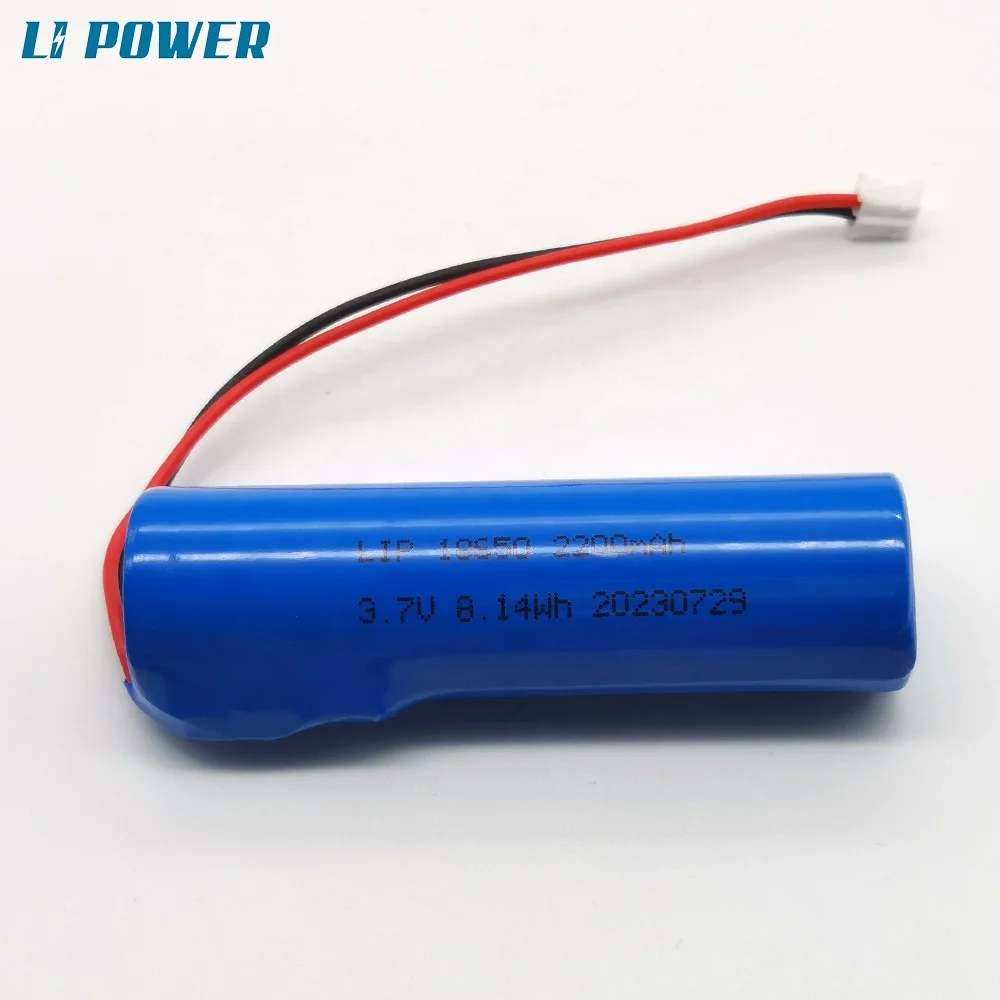 round  Cylinders 18650 2200mAh Rechargeable li ion Lithium 3.7V 18650 battery with BMS cable connector