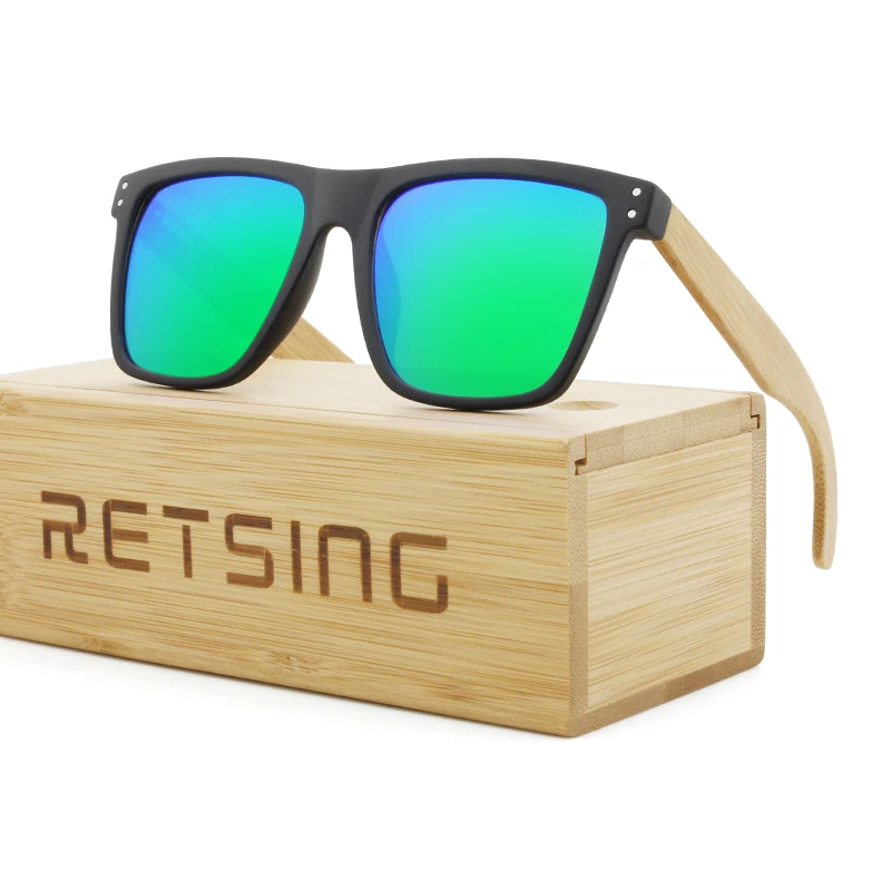 Оптовые черные поляризованные деревянные бамбуковые солнцезащитные очки для мужчин