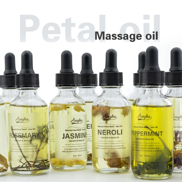 Self-Manufacturer Best Logo Custom Rose Massage Skincare Aroma Essential Oil With Dry Flowers For Shoulder Neck Pain Relief