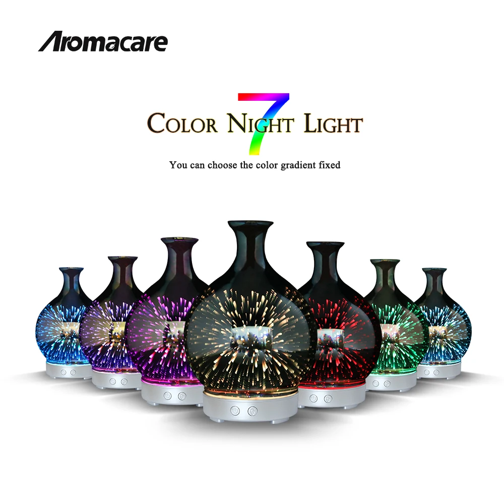 100 Ml Terrarium Humidifier 3D Light Multicolored Glass Ultrasonic Aroma Diffuser