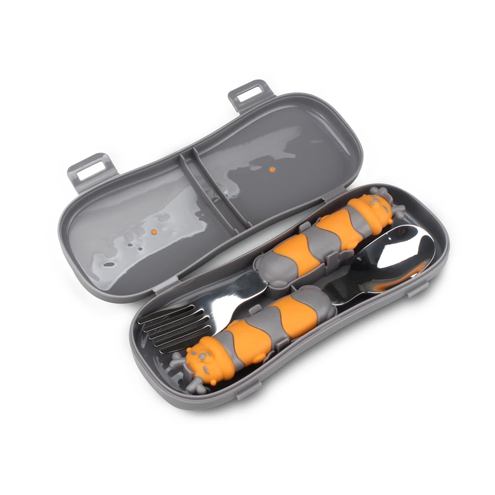 Children baby feeding cute handle portable insulated 304 metal stainless steel lunch box kids food jar with lids