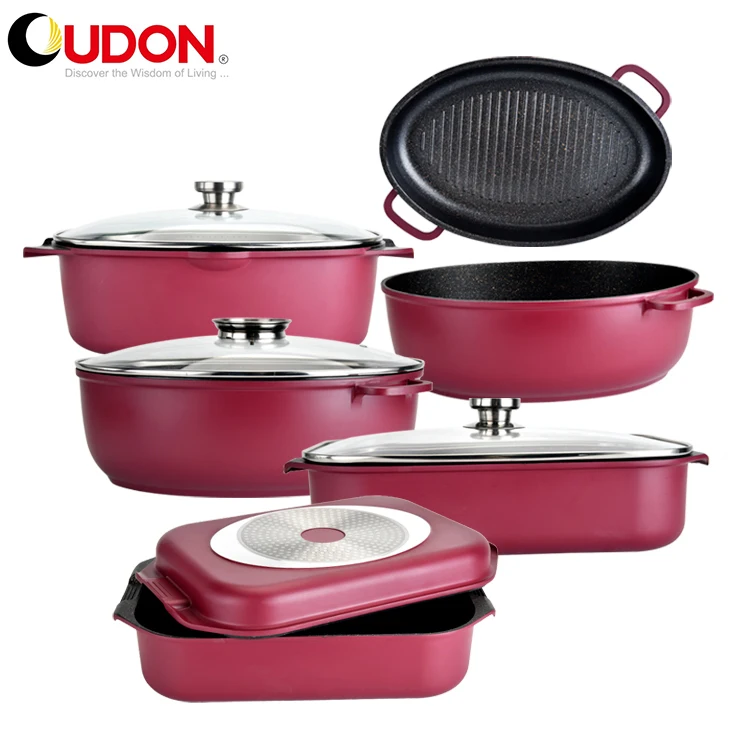 New Design 10pcs Kitchenware Non Stick Cooking Enamel Cast Iron Skillet Roaster And Casserole Set Cookware Sets