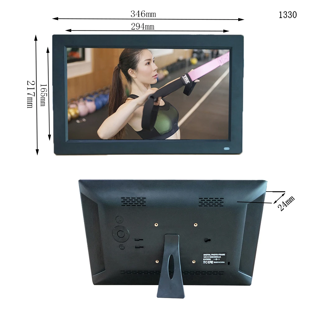 Free download app apk play video picture for commercial advertising 13.3 inch HD WIFI IPS digital photo frame