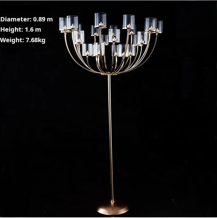 6 головок Золотой металлический подсвечник высокий хрустальный роскошный свадебный для украшения стола