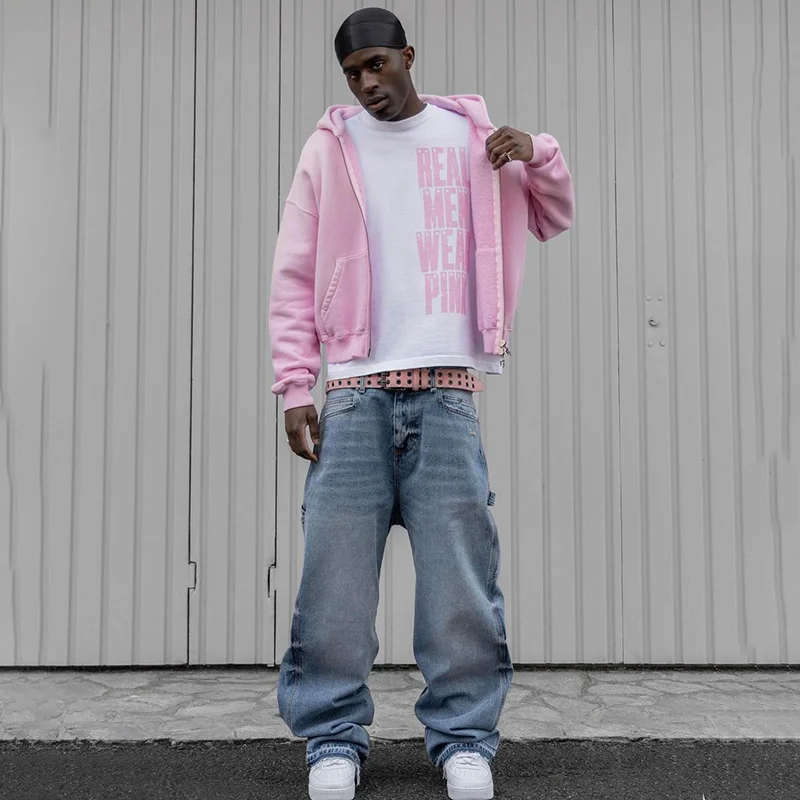 Custom streetstyle trend pure wash pants stonewashed denim jeans casual baggy jeans for men