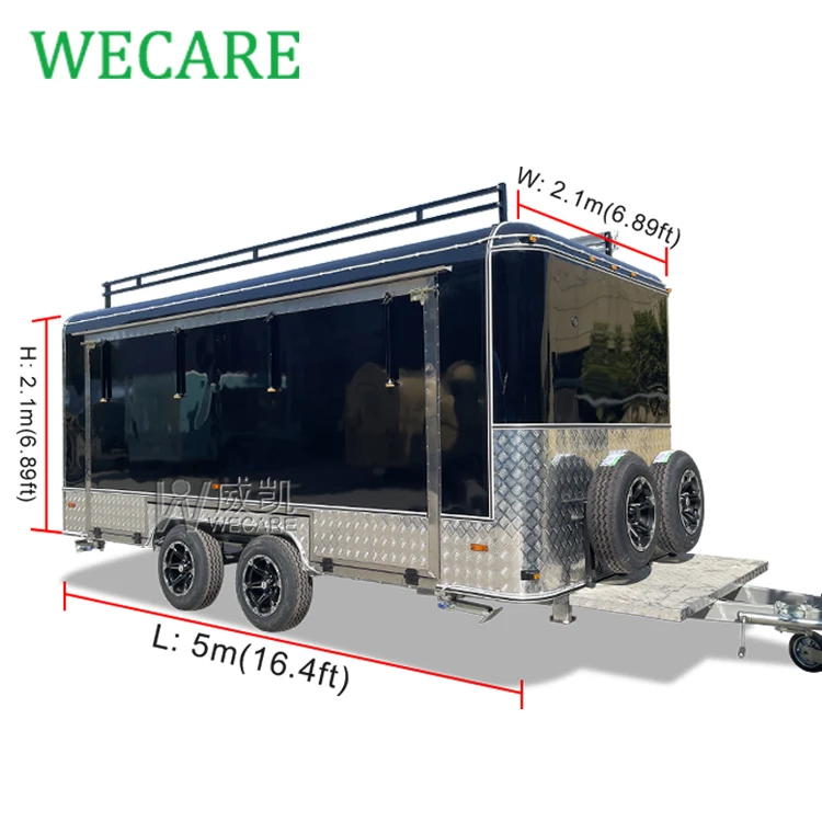 Wecare foodtruck mobile street food van pizza oven truck food carts and bbq food trailer with fully equipped kitchen equipments