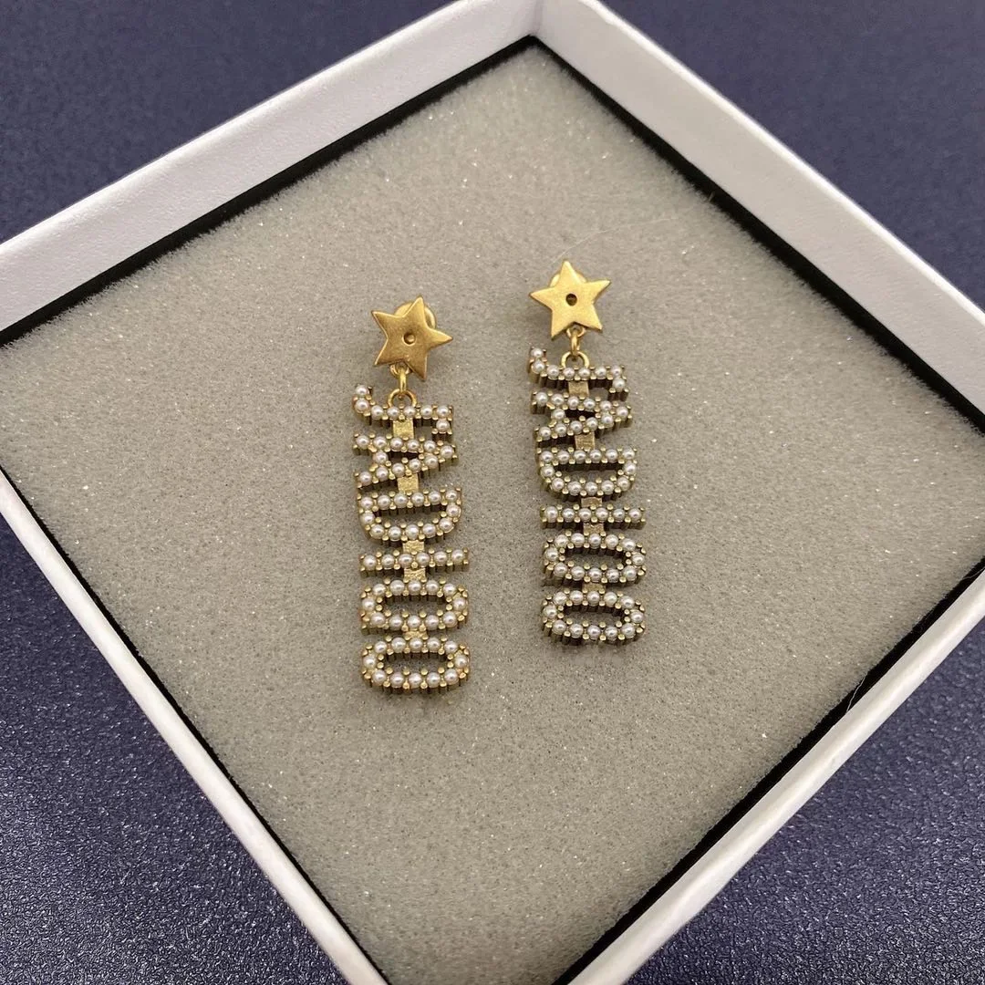 Women fashion vintage butterfly crystal stud earrings CD designer pearl heart drop earring bee jewelry decoration gift girl