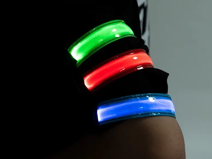 LED Slap Bracelet Lights Glow Band for Running Light Up Colorful LED Light Flashing Christmas Wristband Bracelet for  Event