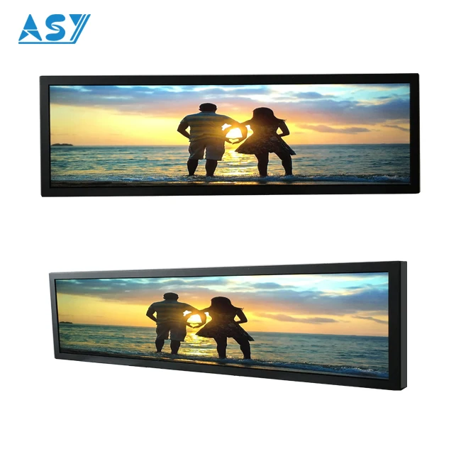 Ultra wide stretched bar lcd screen display to passengers on subway