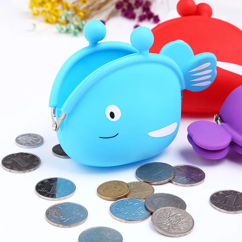 Factory Cheap Silicone Coin Purse OEM Design Mini Coin Bag for Kids Girl Change Pouch Cute Fish Silicone Wallet