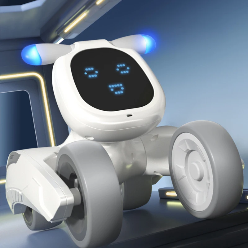 Robot Dog Toy with Face Expression Lights Smart Interactive Talking Robot Toys with Voice Control Touch Sensing Robot Pet