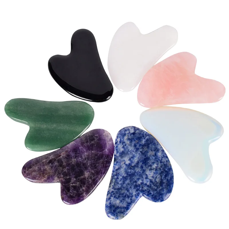 Natural jade massaggiatore viso gua sha massager different colors heart shape face neck body gua sha
