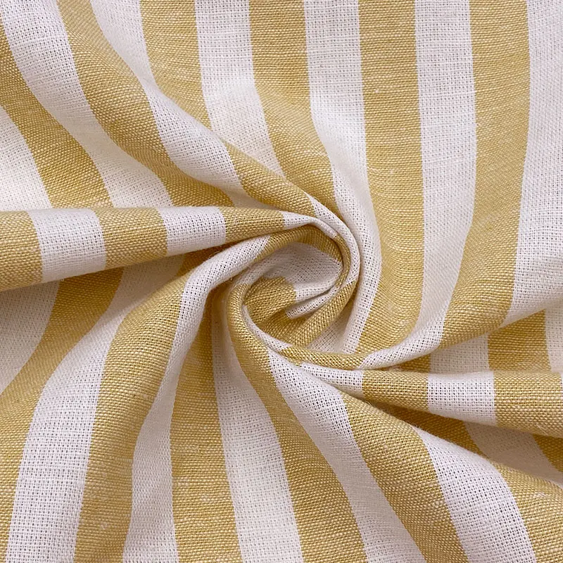 South America customized color thin stripe plain yarn dyed mixed cotton linen fabric for shirts clothing