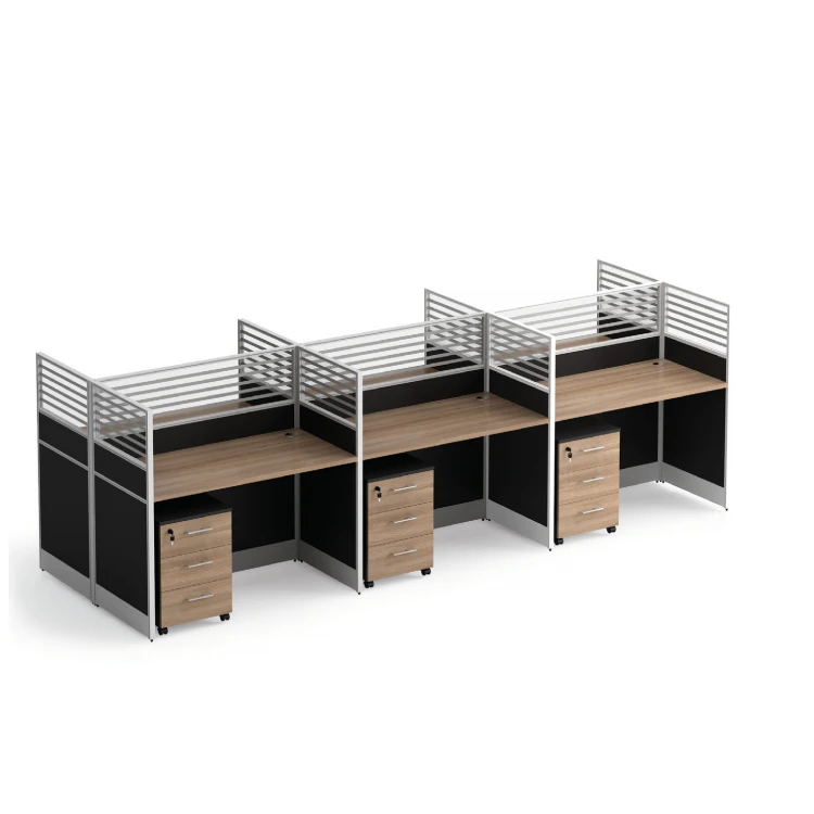 Quality Custom Size Fabric Laminate  6 Person Office Workstation 30mm Aluminum Partition Cubicle Call Center Furniture