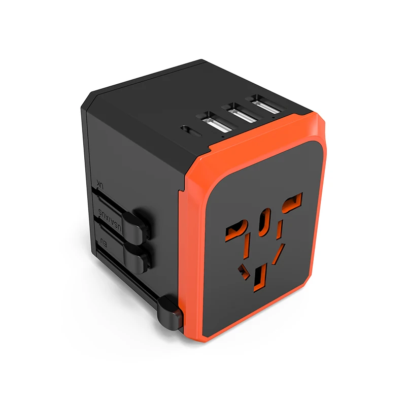 WOSOM  WAD-3UC Adapter with 3USB+1 Type C outputs universal international travel power adapter