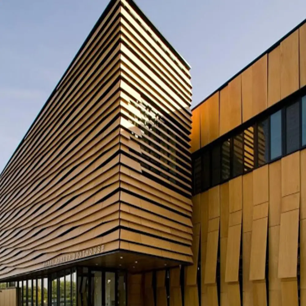 Slate tiles clip interlocking metal black corten office copper wooden finish external indoor awall aluminum cladding