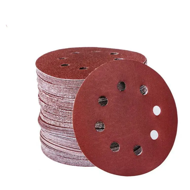 PEX 5 Inch Red 8 Holes Abrasive Discs  Sanding Disc 120 Grit Sandpaper Sander Round Sand Paper