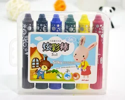 6 12 Colors Silky Washable Wax Crayons for Children Fancy Face Paint Gel Twistable Crayon