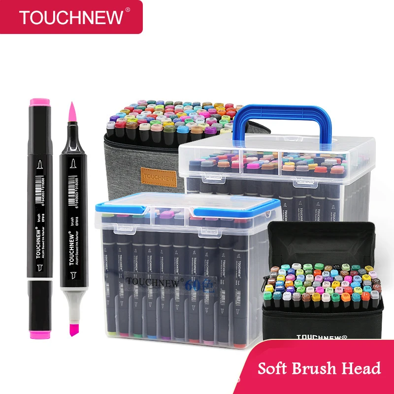 
6/12/24/30/36/40/60/80 Customs Amazon Soft Brush Head Art Marker Supply Artistic Sketching Alcohol Permane Marker Pens 