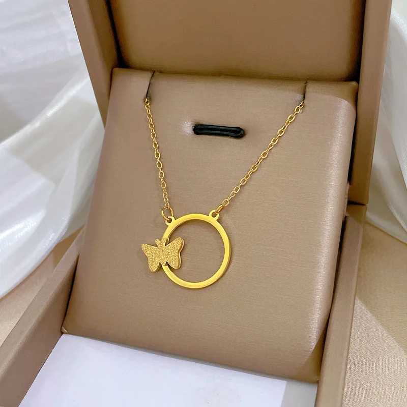 2024 New Product 18K Gold Titanium Stainless steel women Botanical Pendant Fashion Jewelry Necklaces Supplier