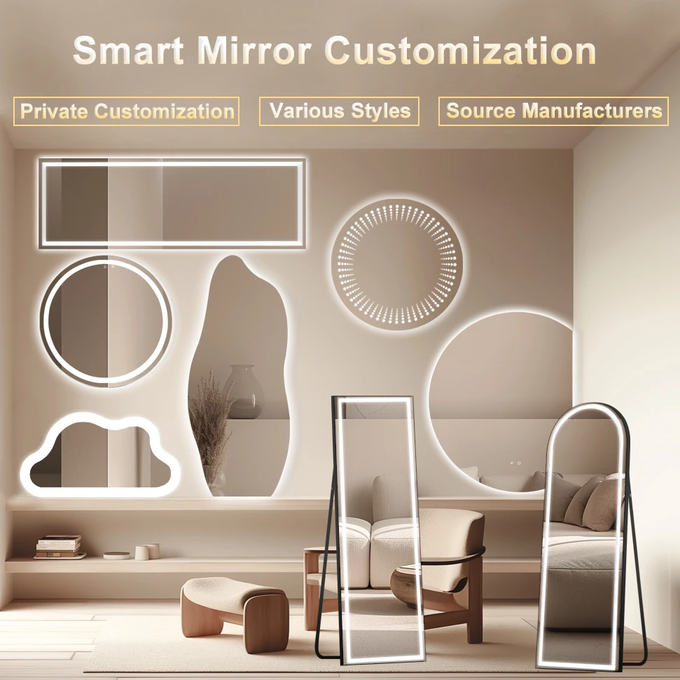 Factory High Quality Modern Circle Defogging Touch Screen Smart LED Mirror for Bathroom Vanity Makeup Decorative LED Mirror