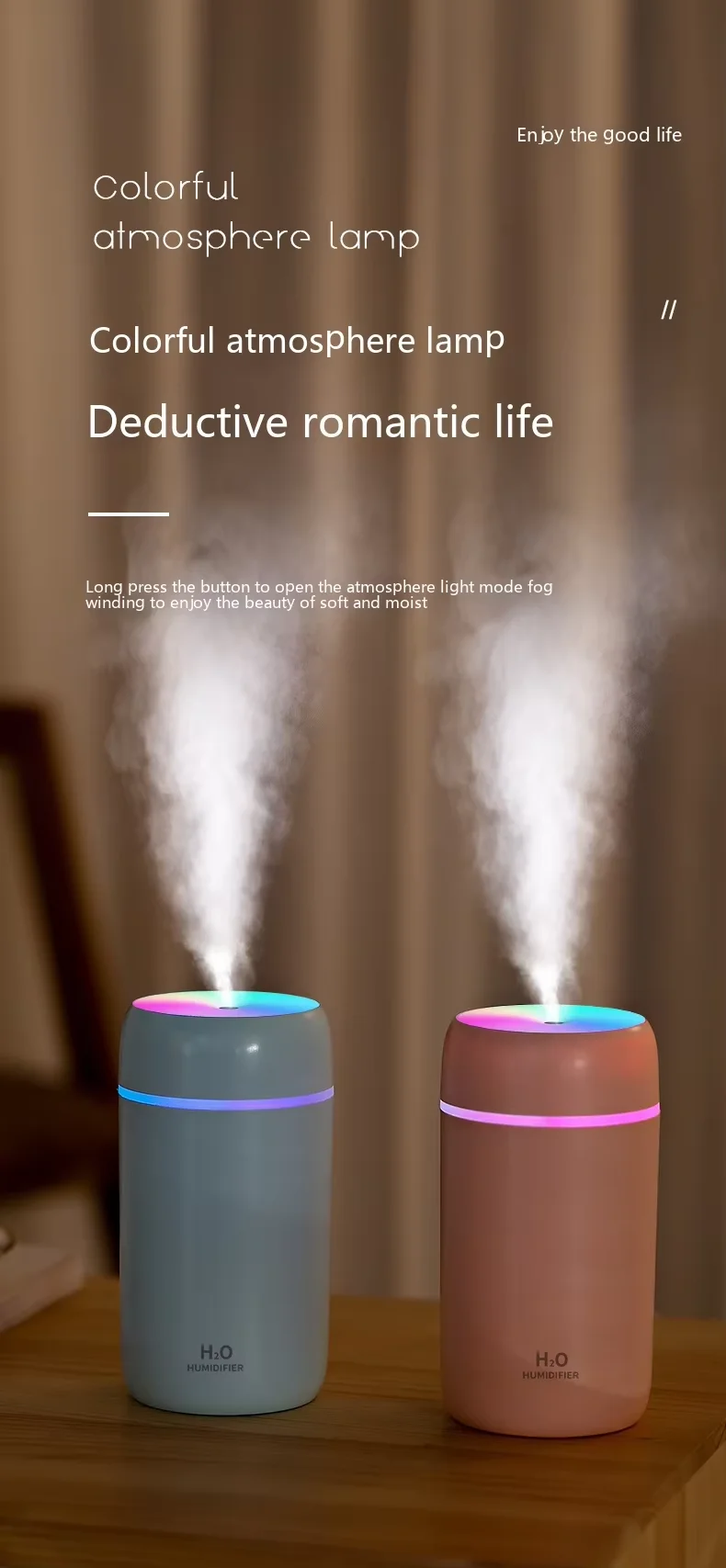 Household CE ROHS Certification 300ml ABS Material Mini Portable Car Air Humidifier