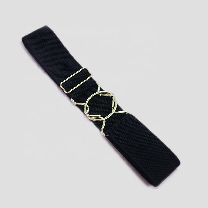 Wholesale fashion custom stretch elastic belt for women 50mm strap with closure surcingle circle clasps belt