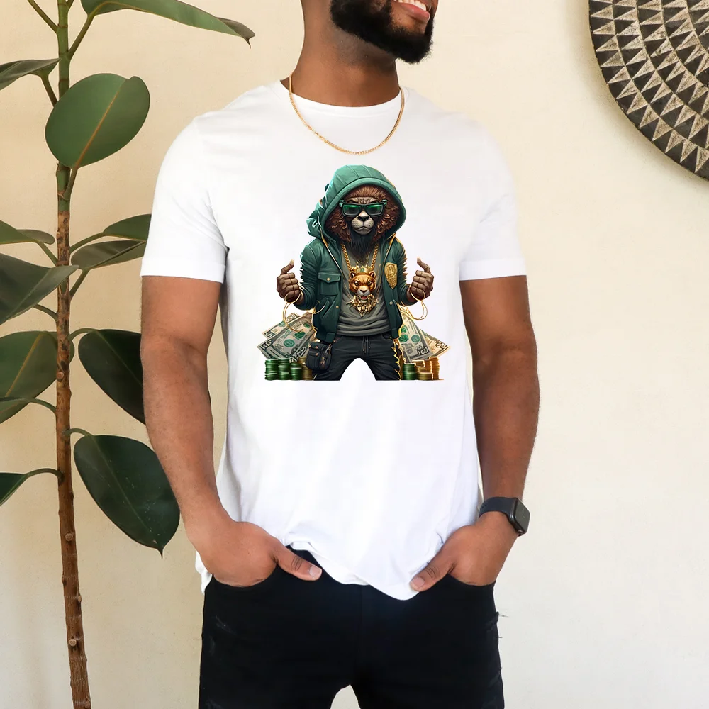 Hot Sale Hip Pop Street Animals DTF Custom Heat Transfers Hustle Cash Money Bear Digital Print Heat Transfer Stickers for T-shir