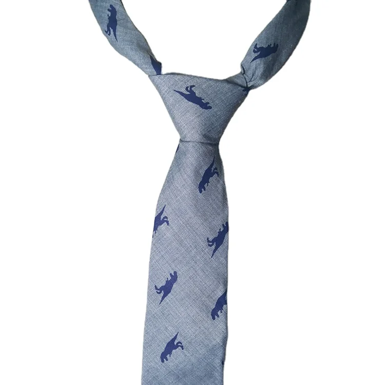 
Серый синий галстук с принтом тираннозавра для мальчиков Мужская официальная одежда для отдыха индивидуальный принт не быстро выцветает индивидуальный галстук 
