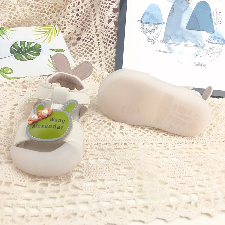 Wholesale Kids Baby Shoes Girls Footwears Transparent Floral Rabbit Toddler Casual Shoes