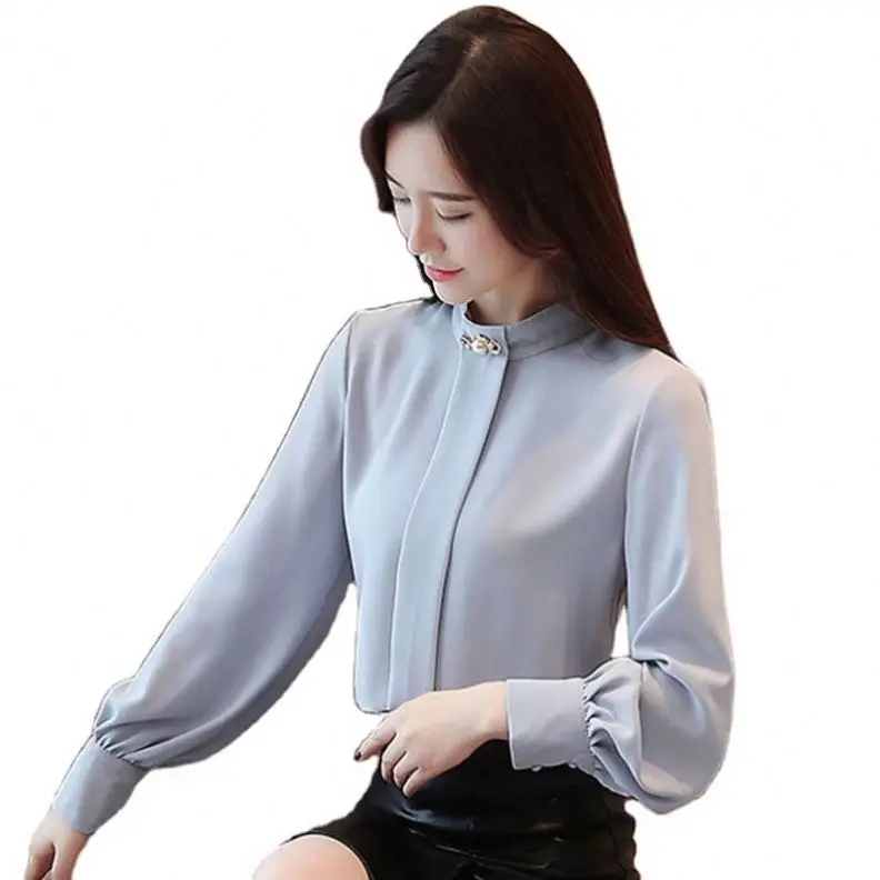 2021 Wholesale Popular Large Plus Size Women Chiffon Blouse High Quality Breathable Long Sleeve Office Formal Loose Blouse