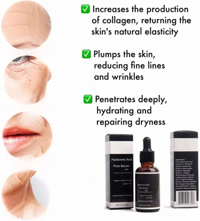 OEM Shea Butter Vitamin C+E Private Label Moisturizing Organic Green Tea Hyaluronic Acid Skin Care Serum