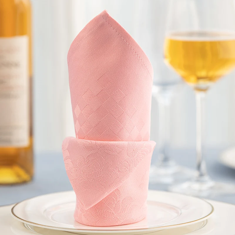 Wedding Cotton Table Cloth Sanitary Napkins Washable Fabric White Jacquard Napkin