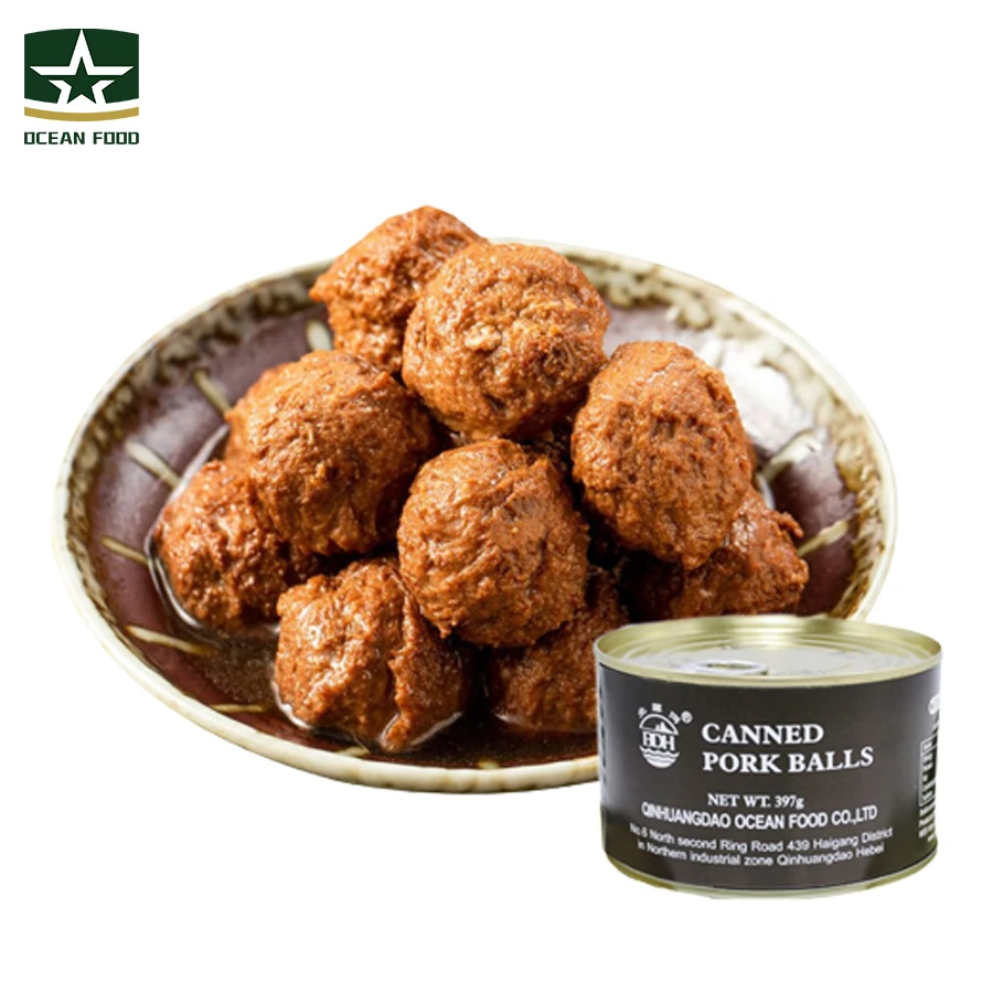 stewed pork ball Canned Meat Food MREs Pork sos canned