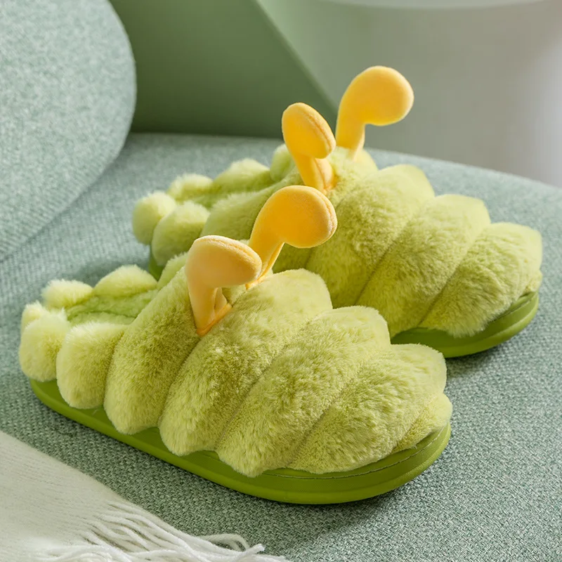 Girl boy cartoon slippers cute plush animal PVC family slippers rabbit fur soft and comfortable cotton slippers