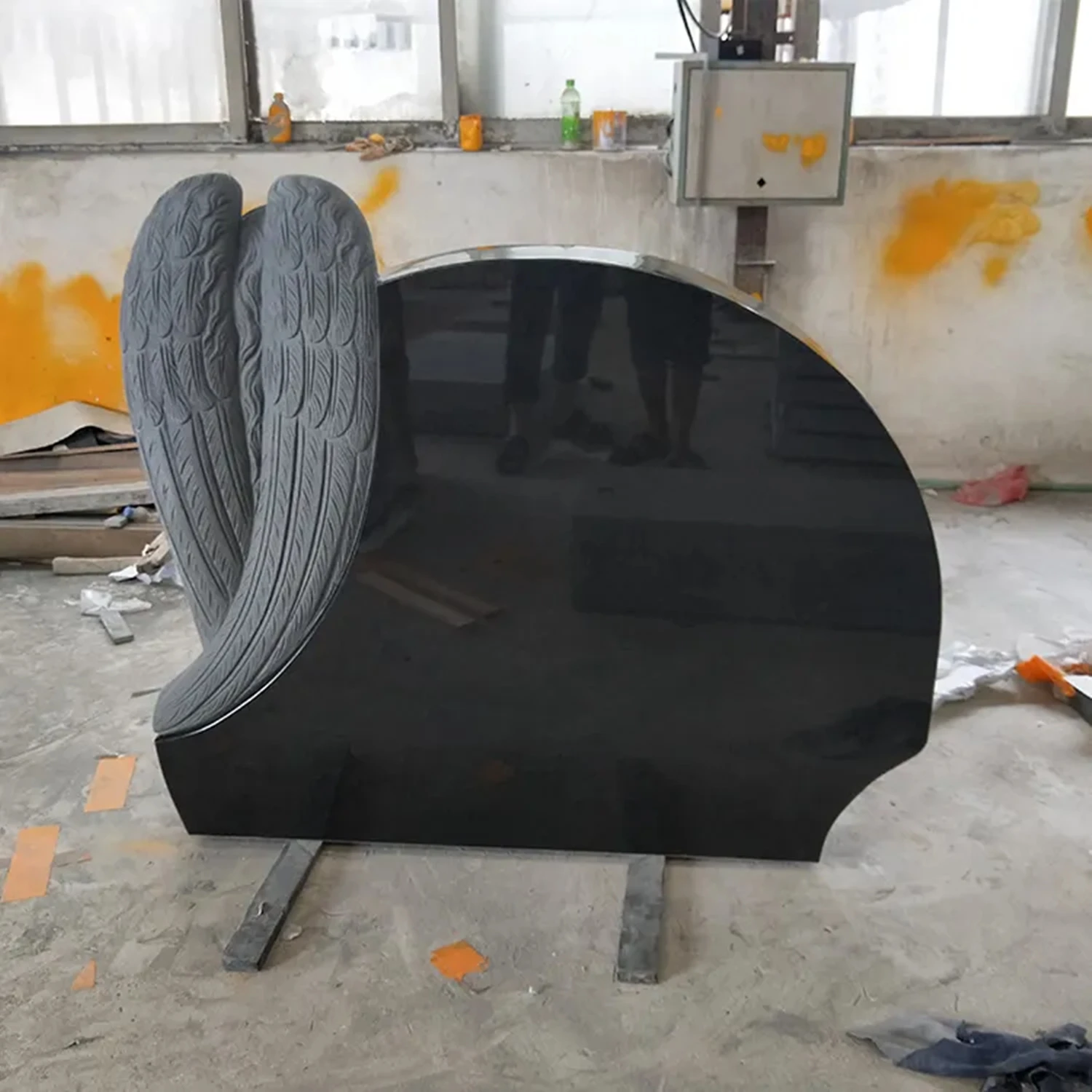 New Model Hot Selling Black Granite Tombstone American Style Angel Headstone Cemetery