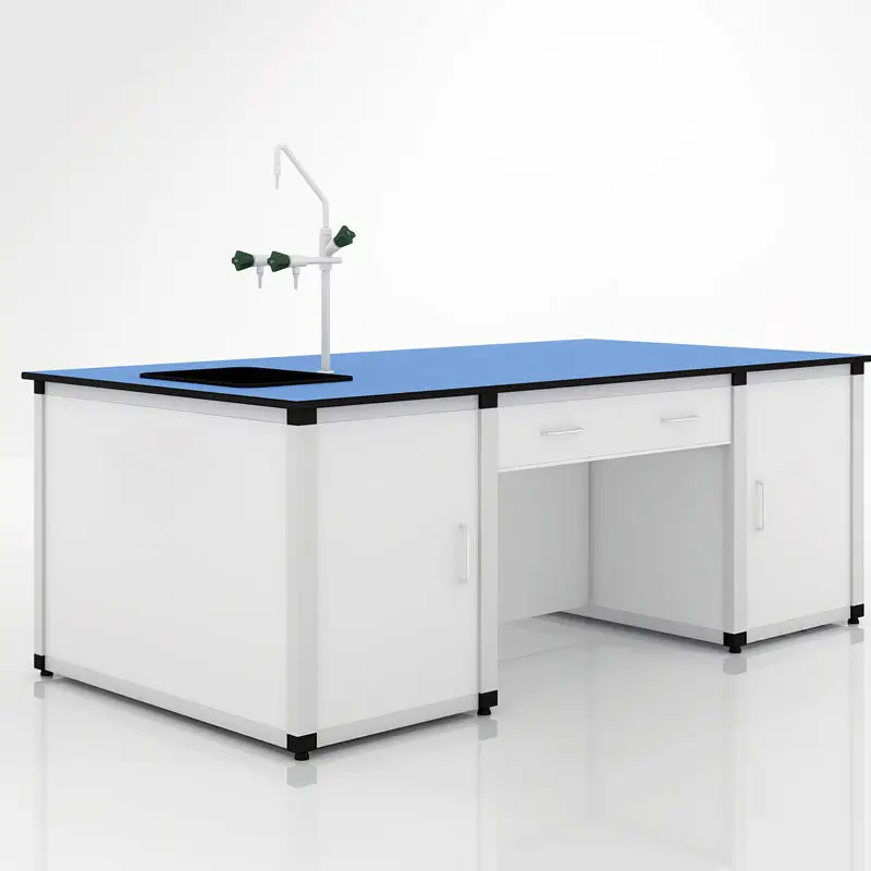 Factory sale high quality laboratory furniture steel working table with reagent shelf workbench