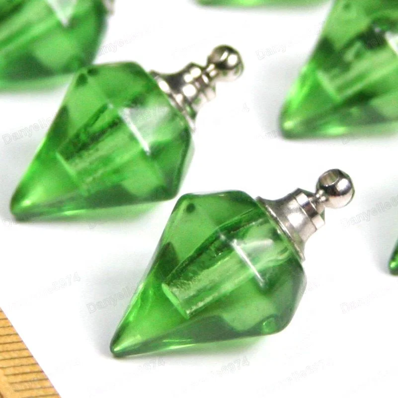 Wholesale SCREW TOP empty Glass VIALS drop/cross/diamond Bottle perfume Pendant
