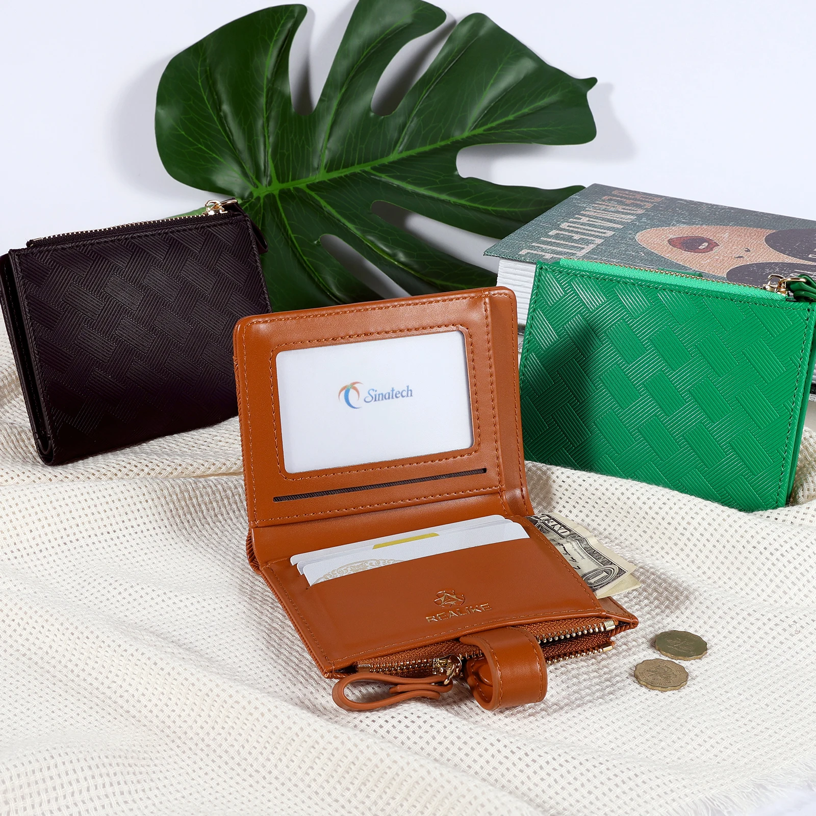 Designer Woven Wallets and Bags Women Luxury RFID PU Leather Famous Brands Sinatech Ladies Purse Wallet